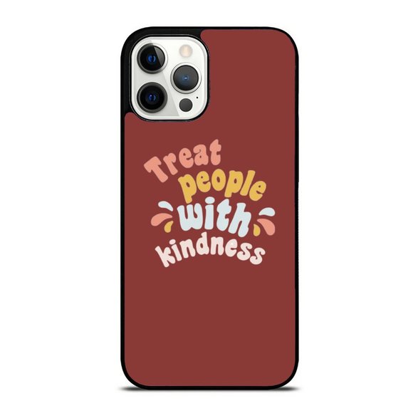 Treat People With Kindness - Motivational Quote on Minimalist Brown iPhone Case - Picture 1 of 1